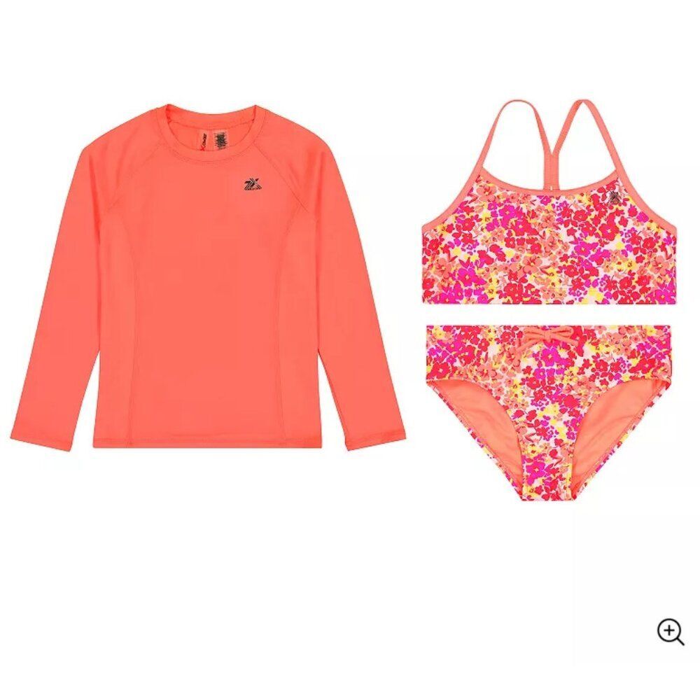 ZeroXposur Spaghetti Strap Bikini with Rash Guard | Girls XL Size 16 | Swim